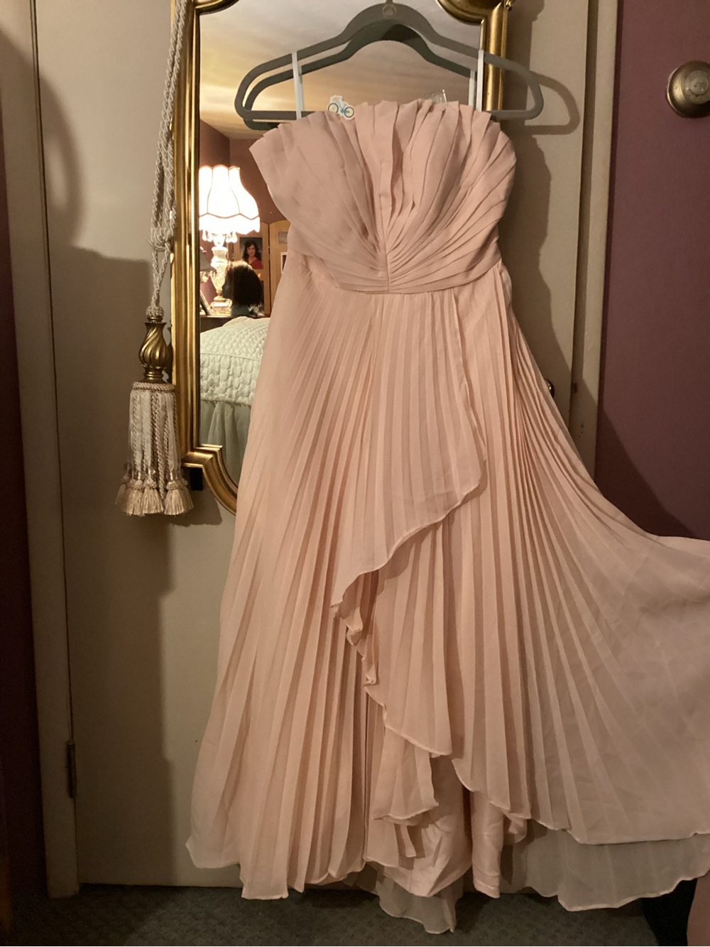 Romantic Strapless Pleated Prom Dress in Blush Pink